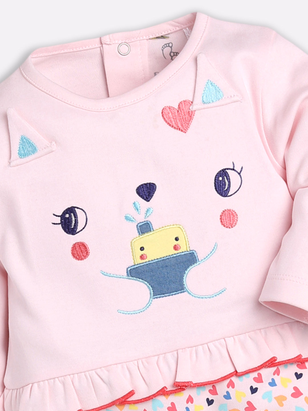 BABY GO 100% Pure Cotton Full Sleeves Rompers/Bodysuit/Sleepsuit for Baby Girl-PINK