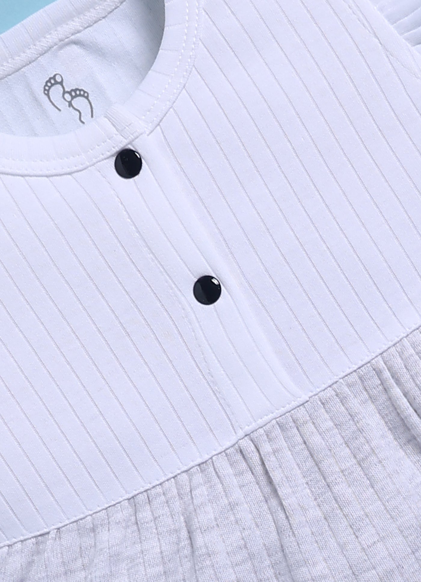 Frock – White Melange Flutter Sleeve