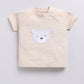 Baby Boy Speckled Top with Bear Pattrned & Light Gray Elastic Waist Shorts-Cream