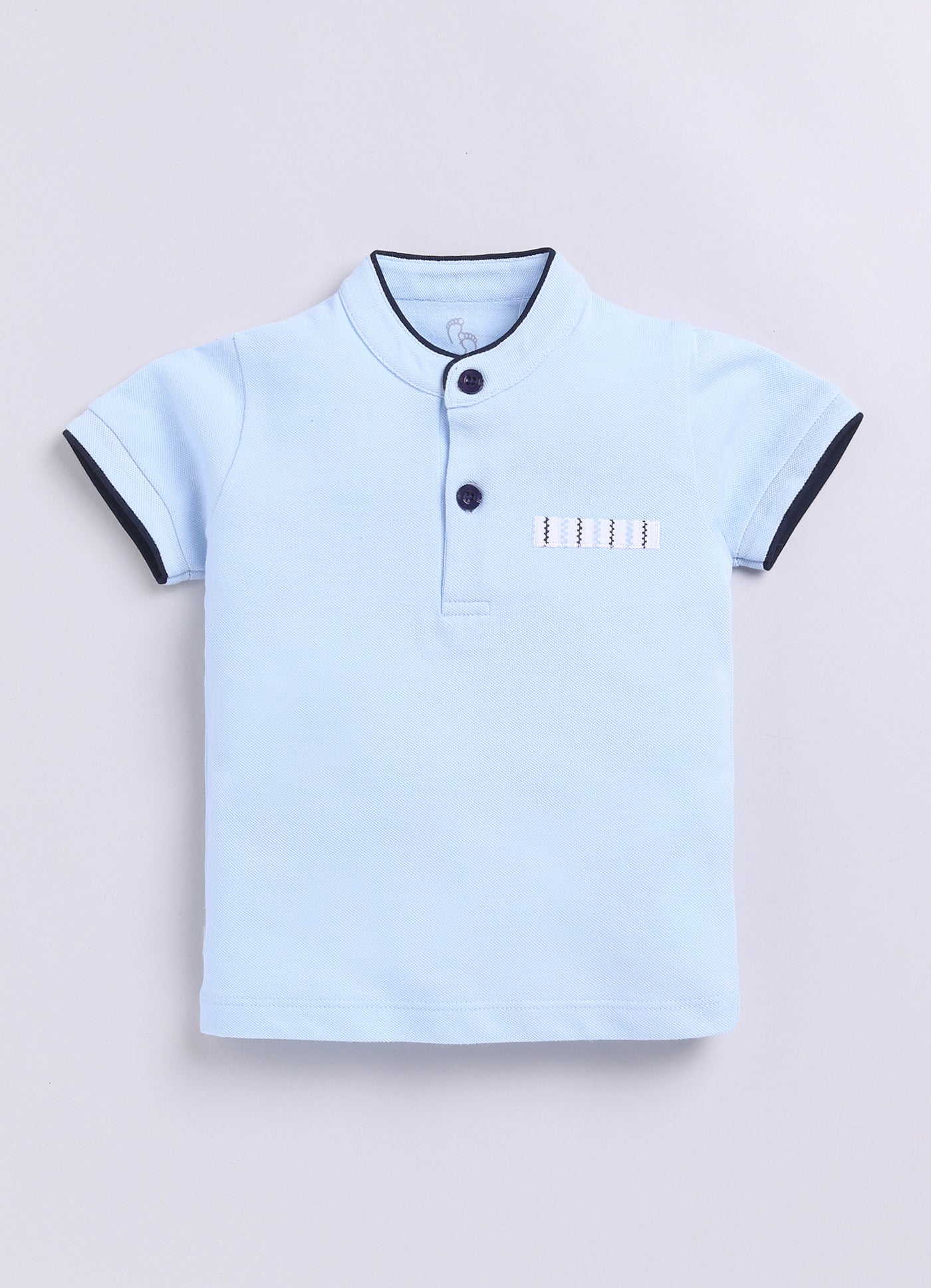 Baby Boy Blue T Shirt & Striped Short-SKY BLUE