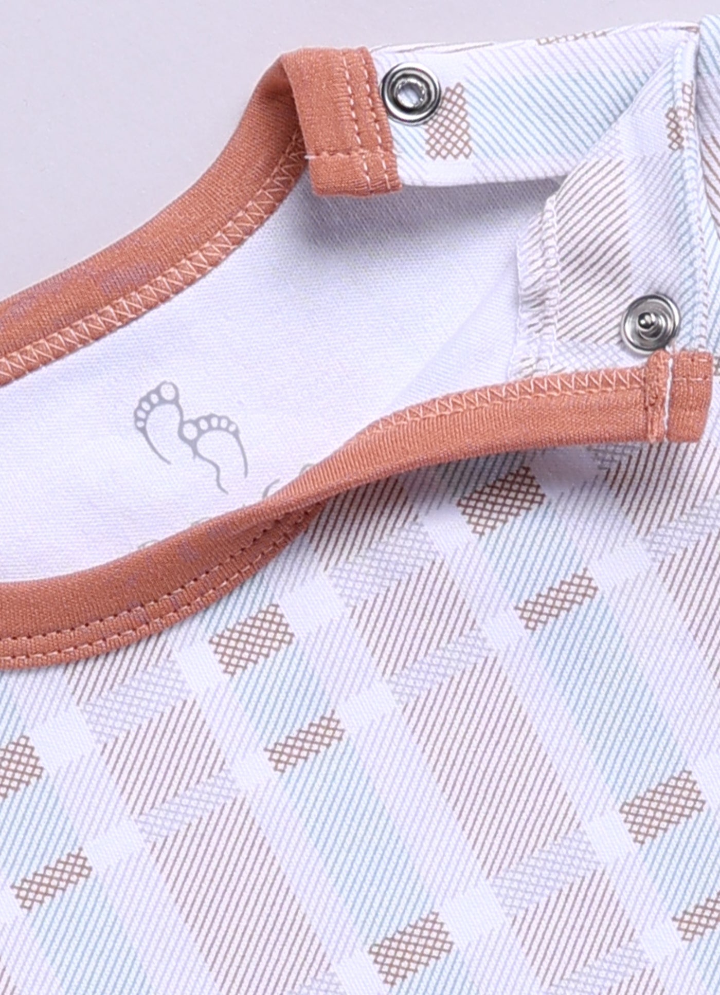 Half Sleeve Romper for Boys - Slate Grey & Tan
