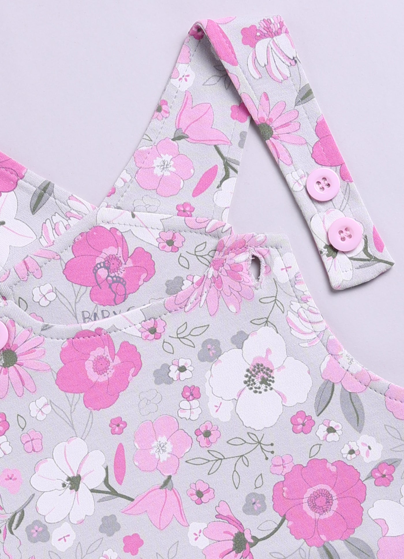 Half Sleeve Dungaree for Girls - Mint & Pink
