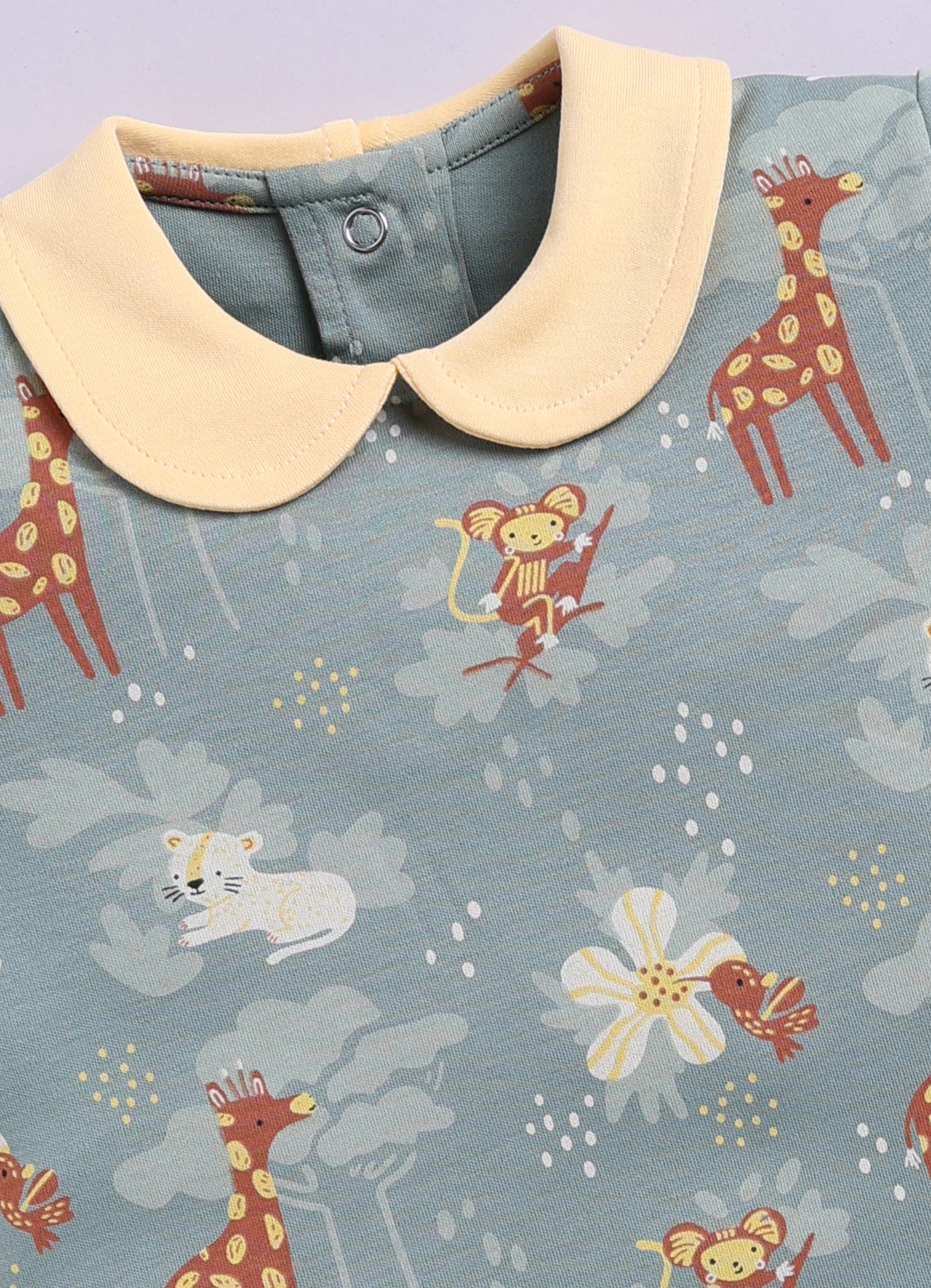 Half-Sleeve Top & Bottom For Girls - Teal & Olive