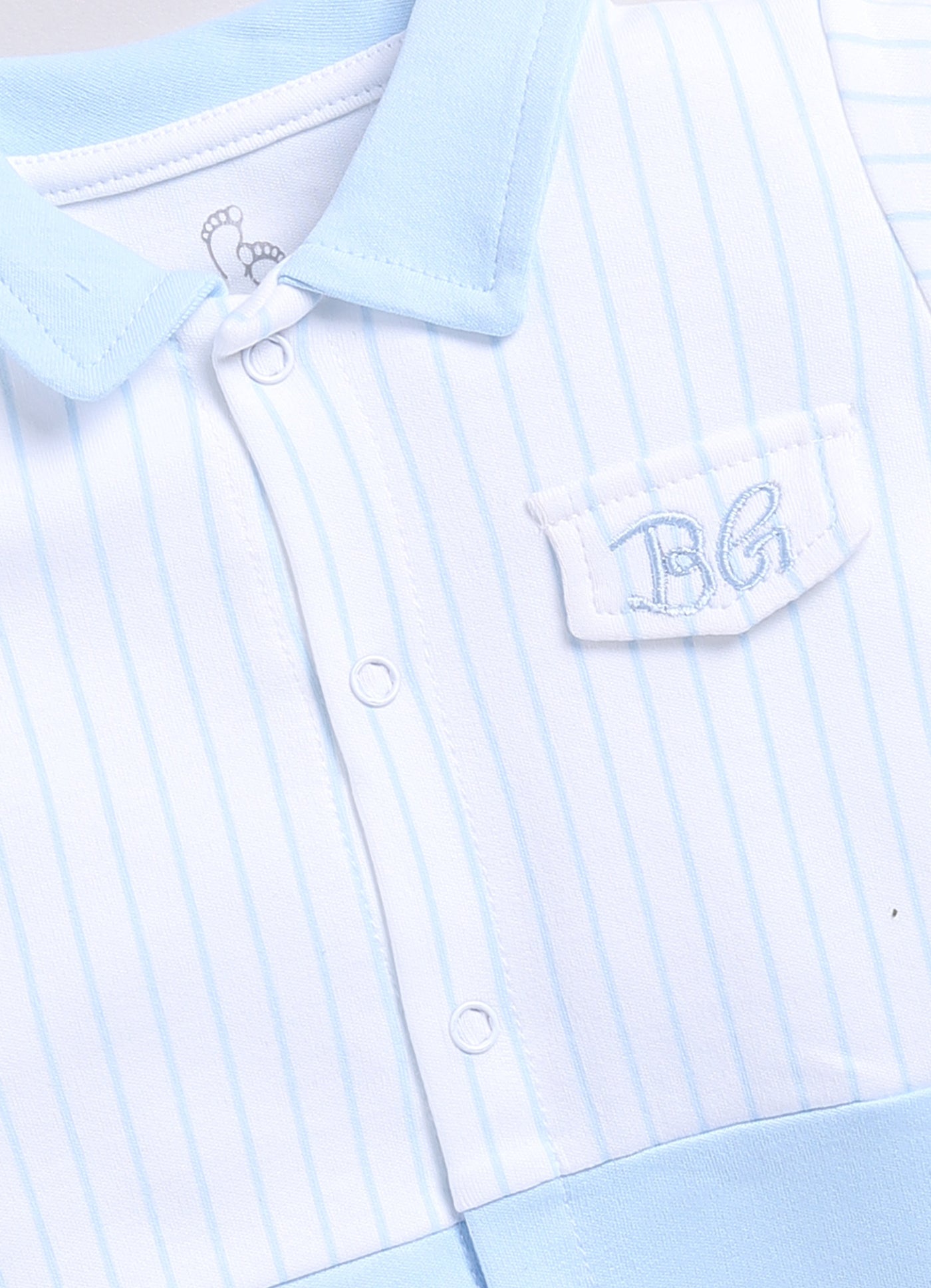 Half Sleeve Striped Baby Boy Romper-Sky Blue