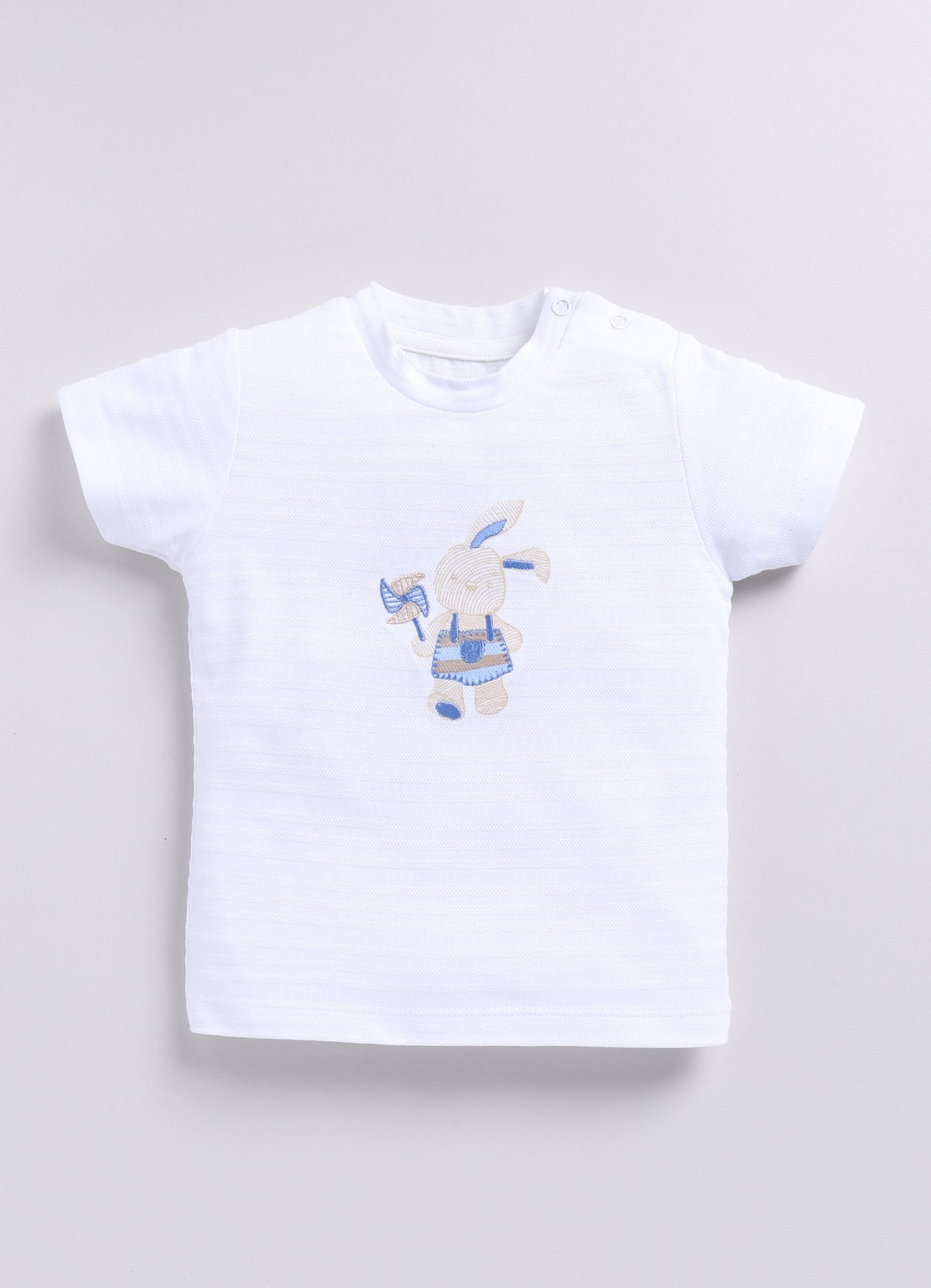 Baby Boy Bunny Half T-Shirt and Polka Dot Shorts Set-Sky