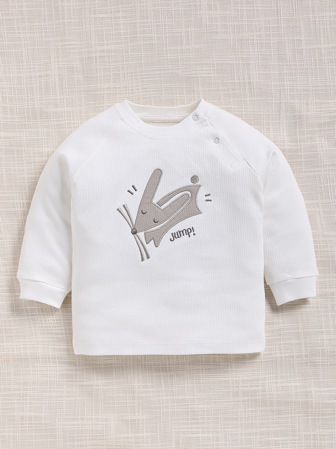 Top & Bottom for Boys - Light Grey Bunny Embroidered