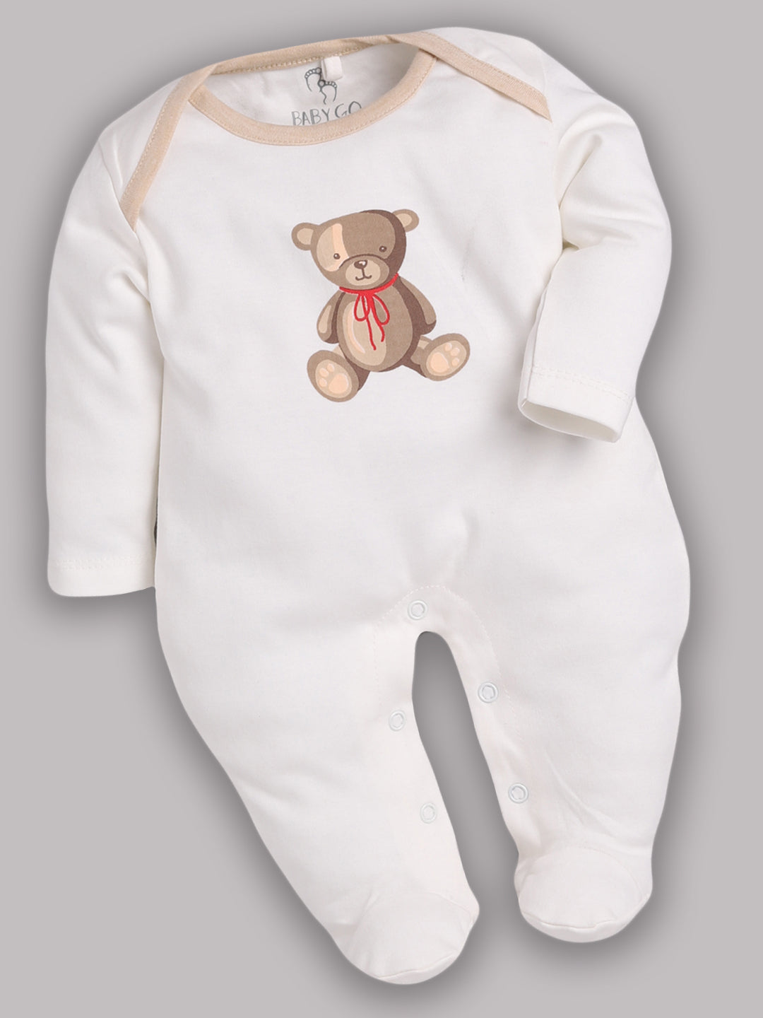 BABY GO Full Sleeve Romper For Baby Boys(0-3M,BROWN)