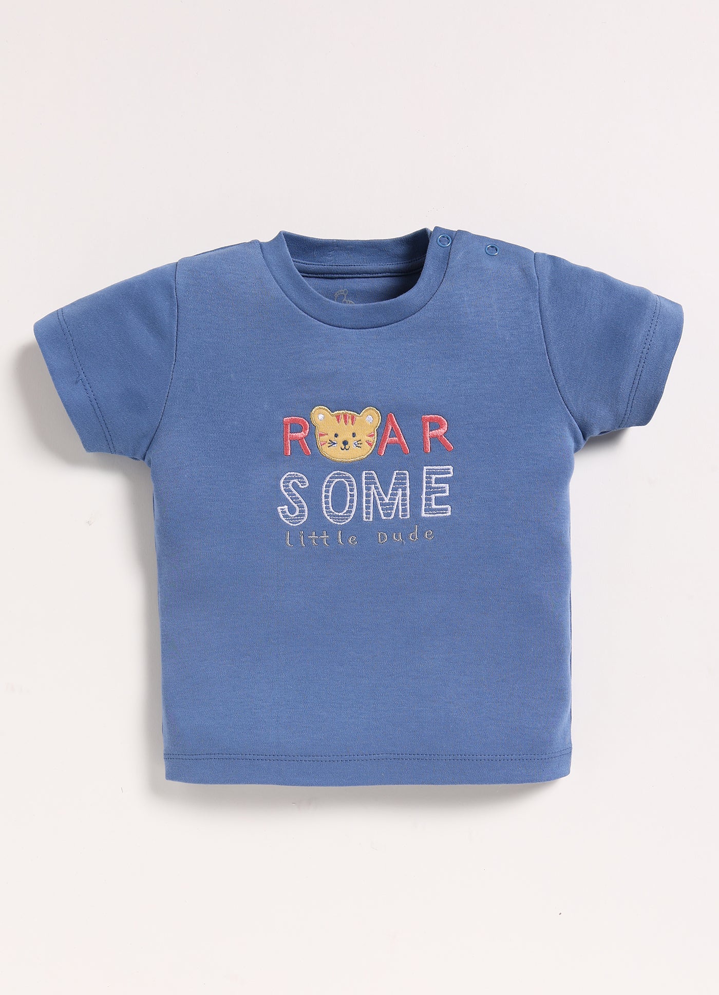 Half-Sleeve Top & Bottom For Boys - Blue Roar Little Dude