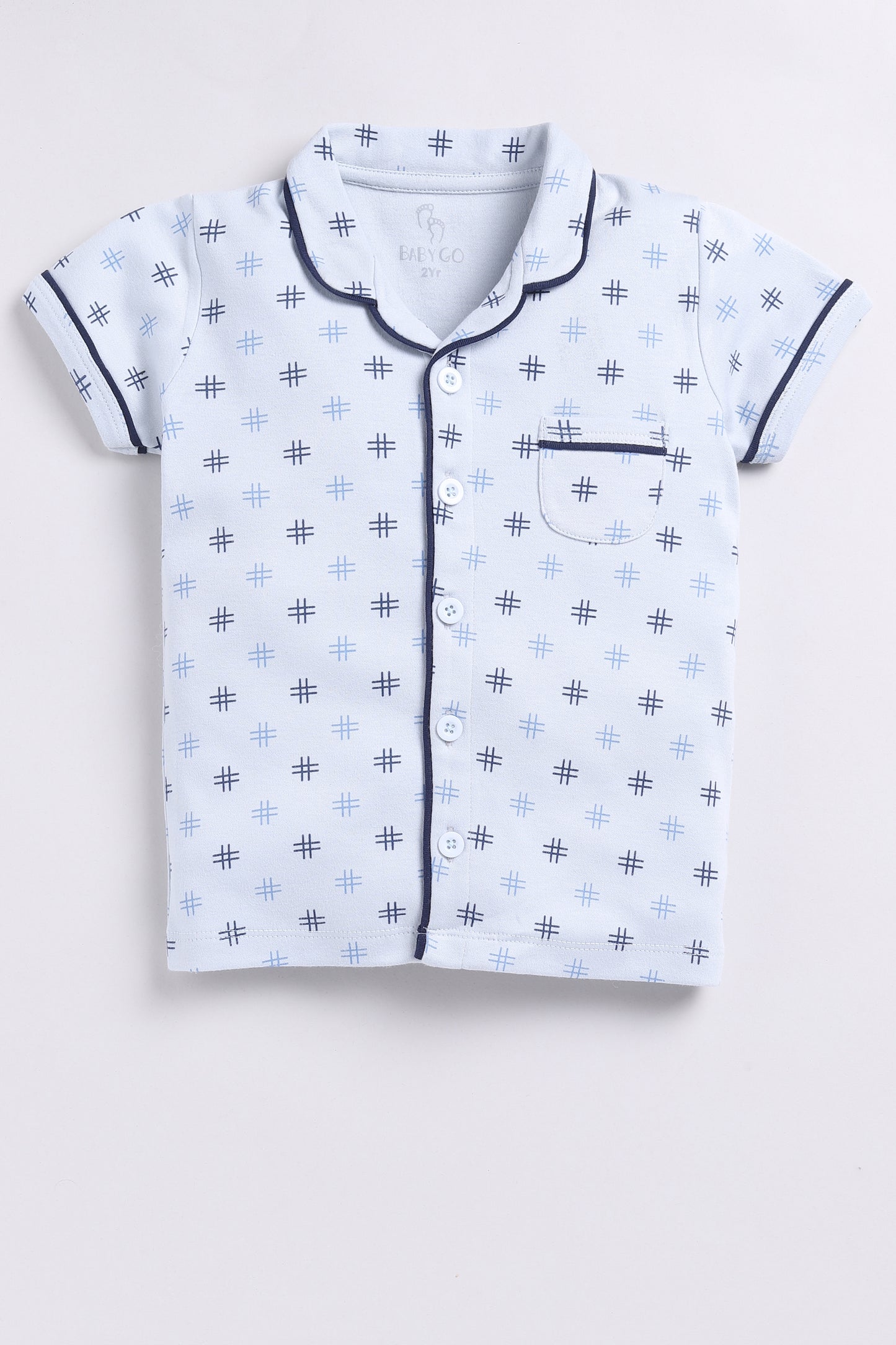 Printed Half Sleeves Baby Boy Night Suit-BLUE