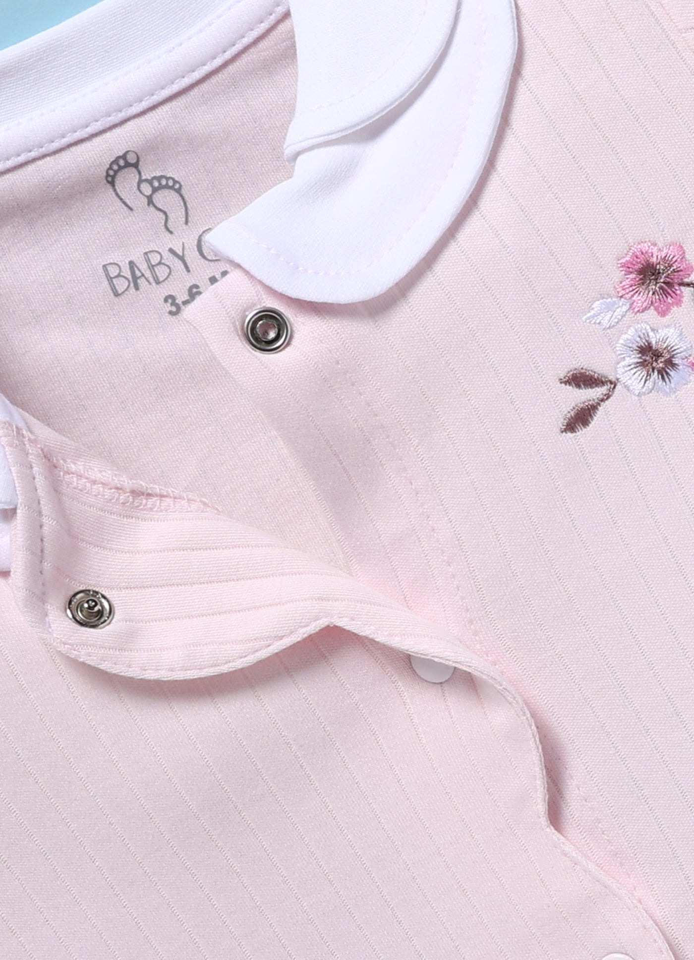Full Sleeve Romper for Girls - Pink Two Flowers