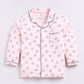 Bear Printed Baby Girl Night Suit-Peach