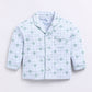 Cute Star Fish Printed Baby Boy Full Sleeve Night Suit-WHITE