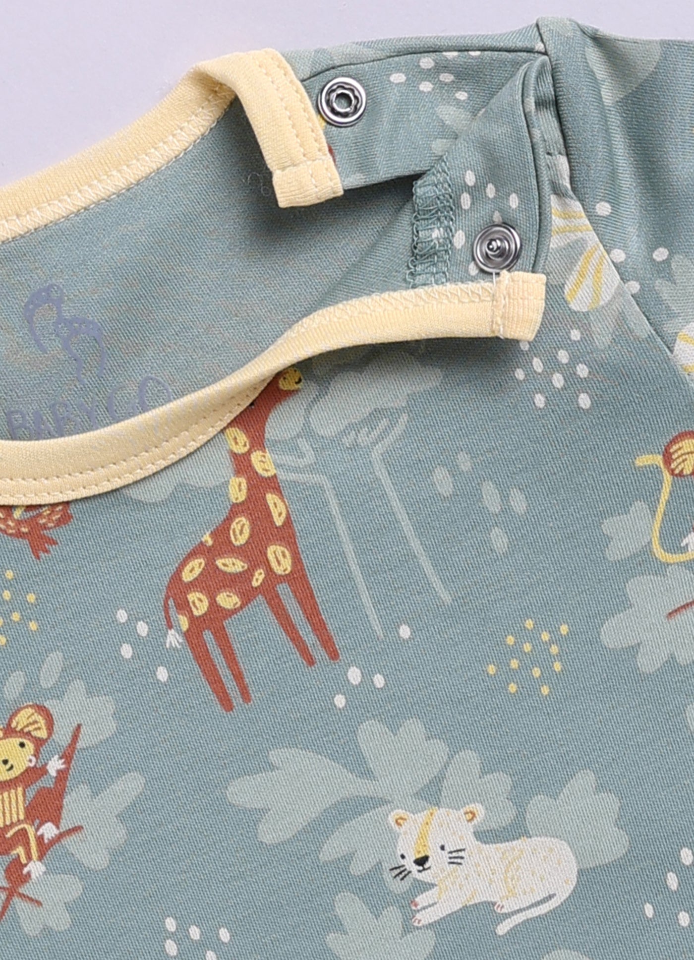 Half Sleeve Romper for Girls - Salmon & Olive