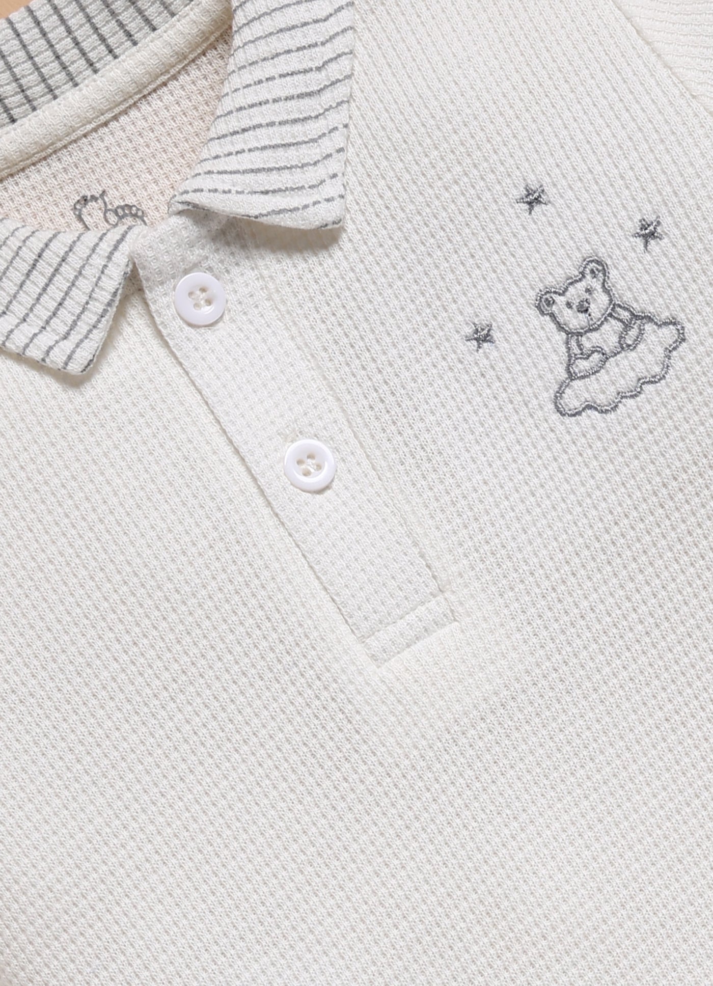 Full Sleeve Romper for Boys – White Cloud & Stars