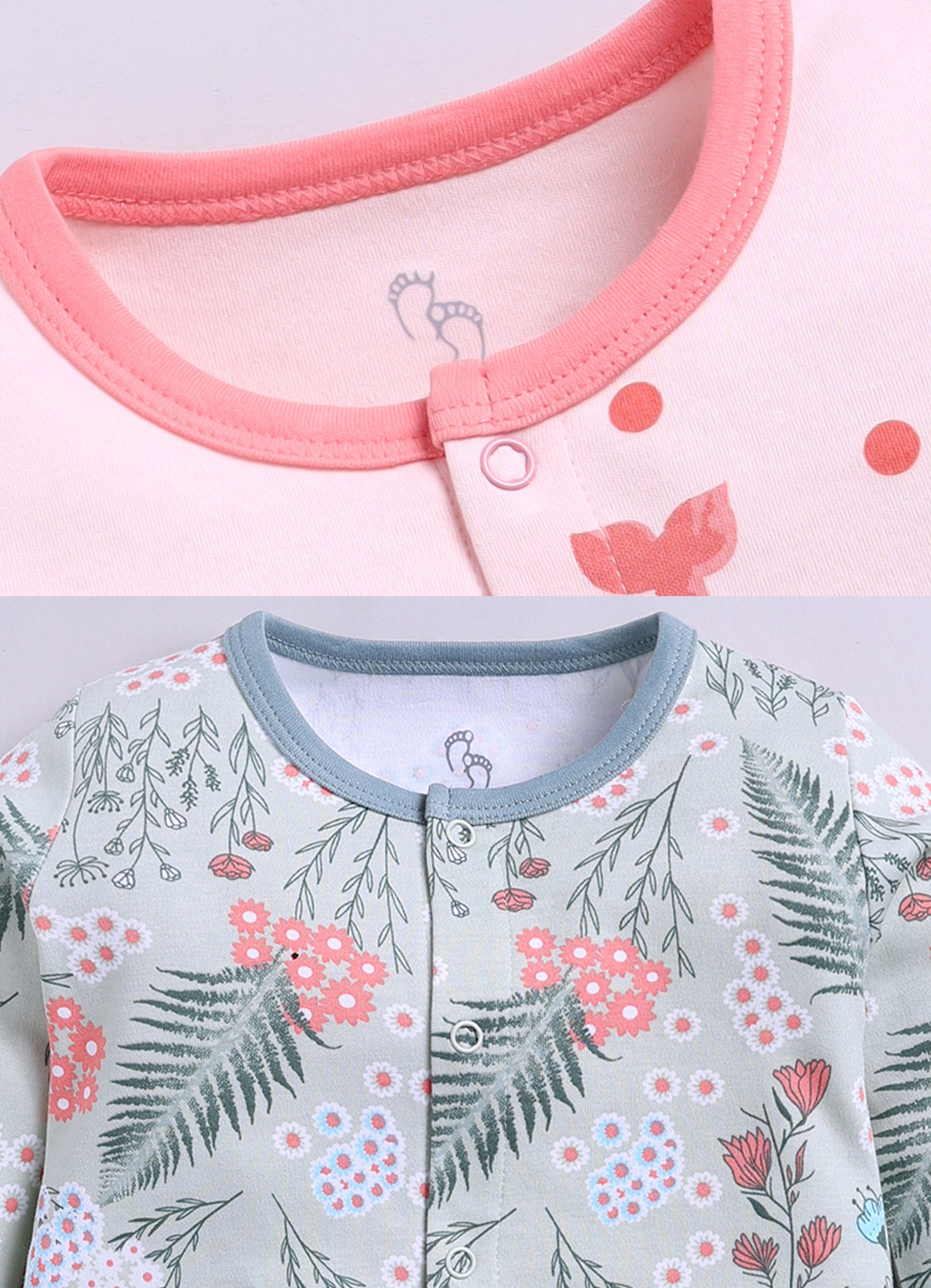 Full Sleeve Romper for Girls - Salmon & Sage