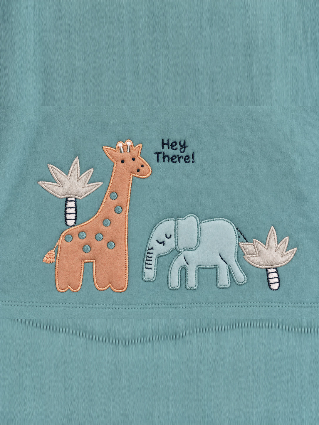 Animal Printed Full Sleeve Top and Bottom for Boys - Blue & Off-White