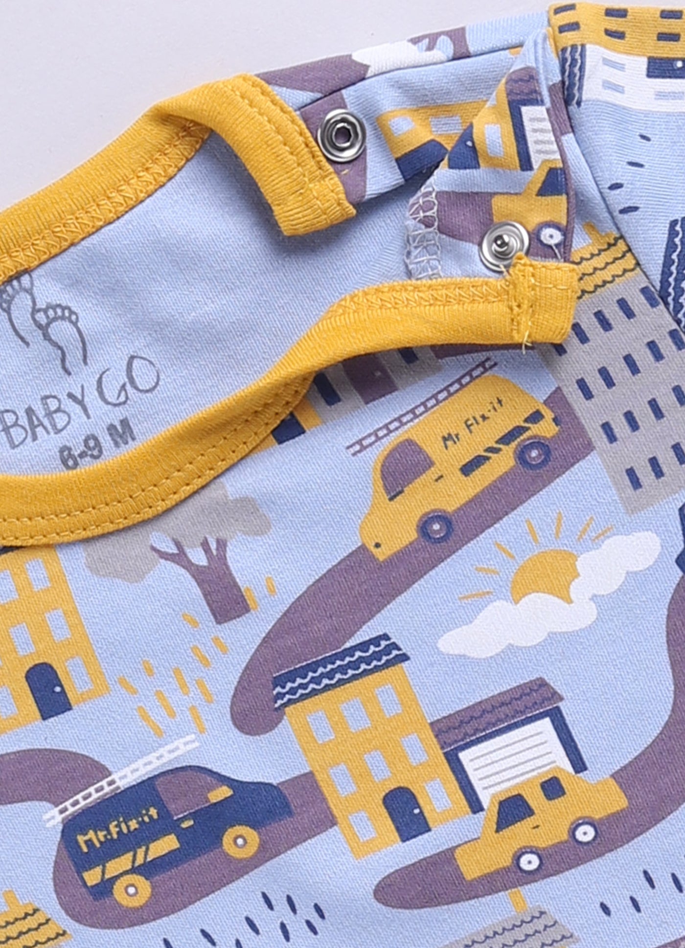 Half Sleeve Romper for Boys - Yellow & Off-White