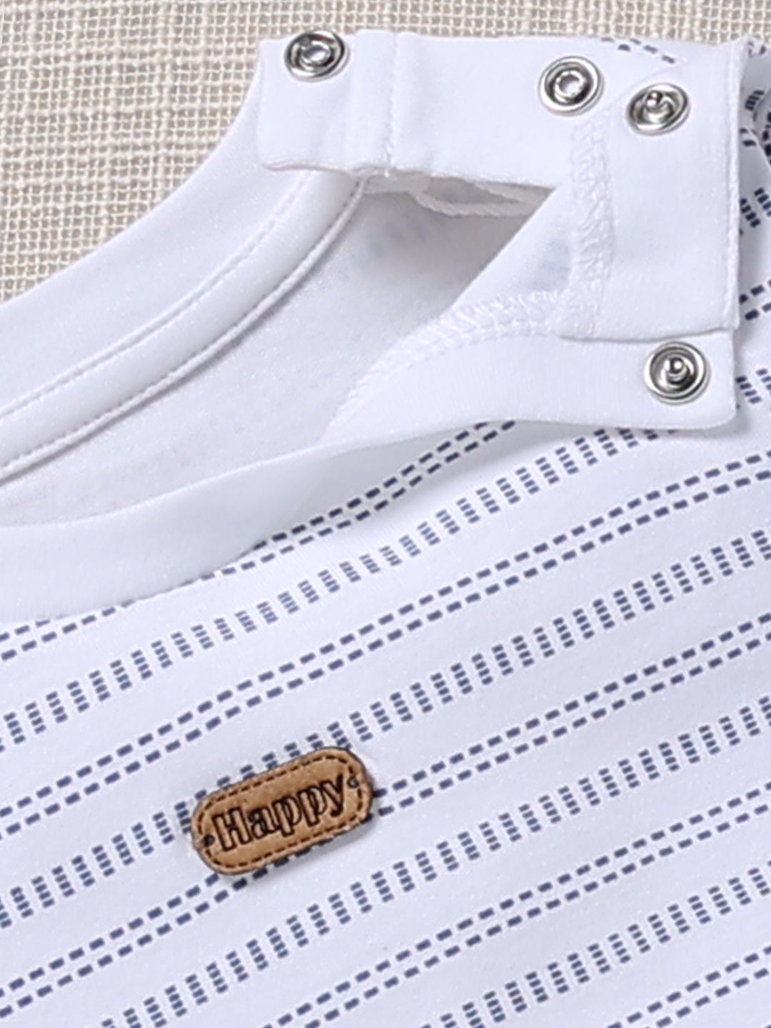 Top & Bottom for Boys - Navy Blue Striped Animal Appliqué