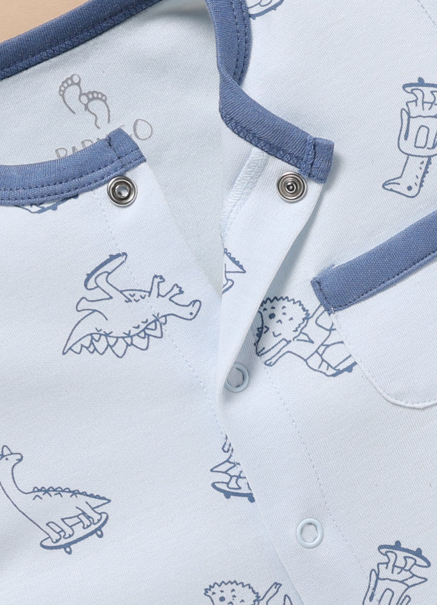 Full Sleeve Romper for Boys - Cyan Little Dinos