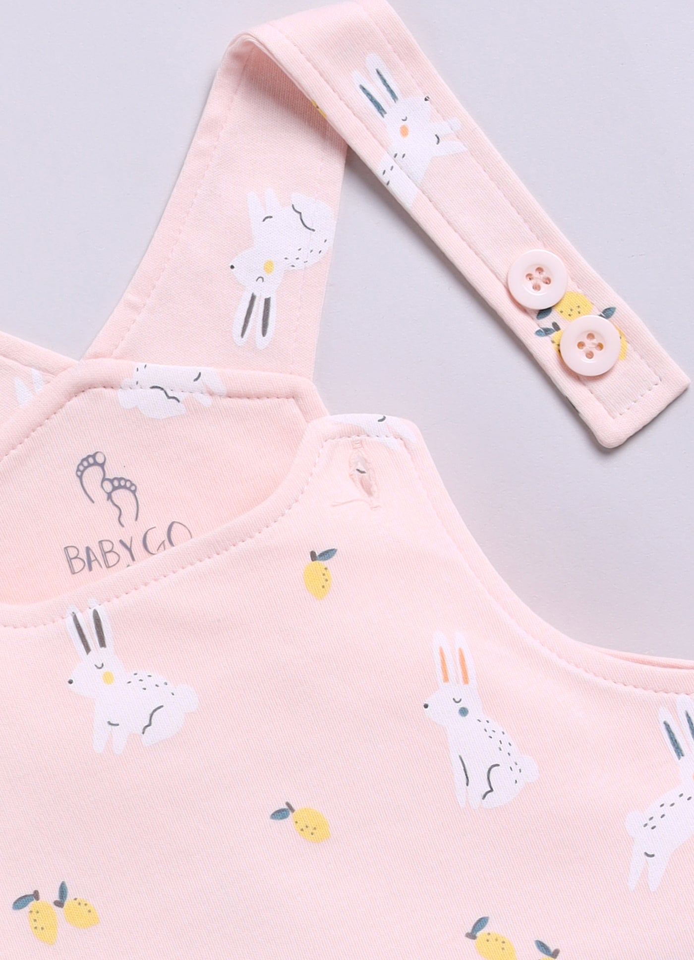 Half Sleeve Dungaree for Girls - Salmon & Rose