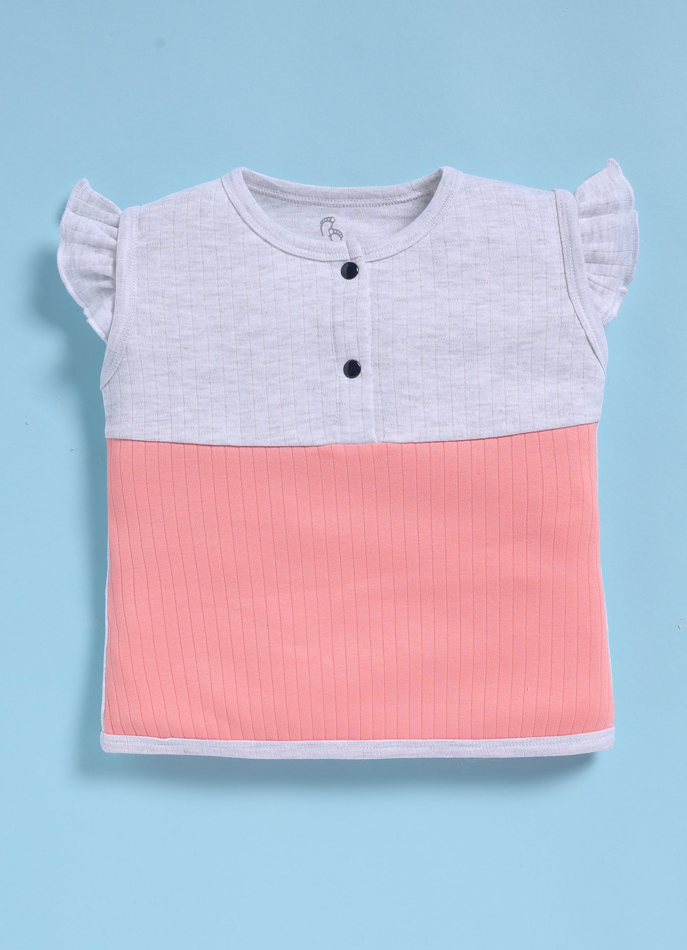 Half-Sleeve Top & Bottom For Girls - White Melange Breeze