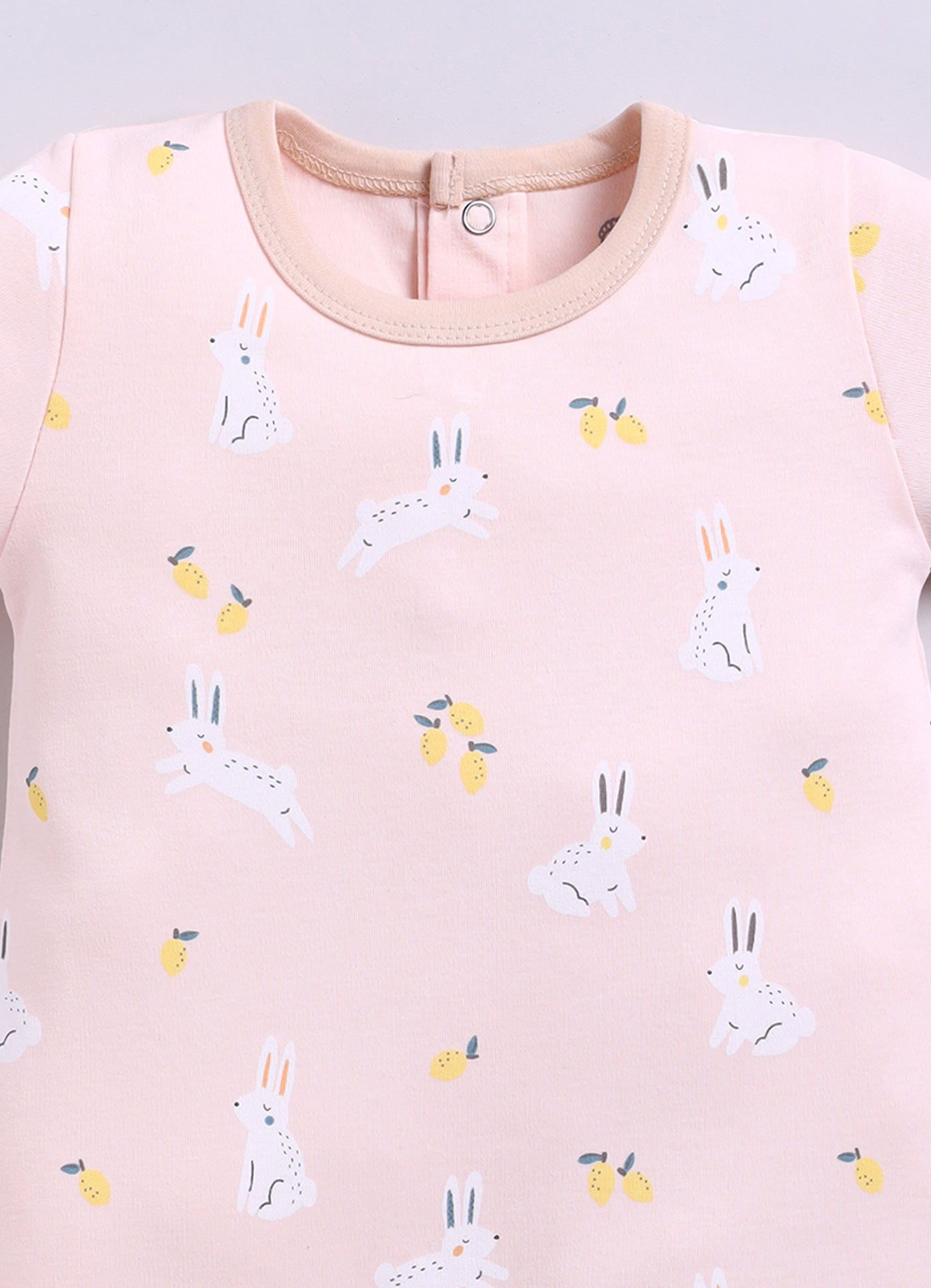 Half Sleeve Romper for Girls - Salmon & Rose