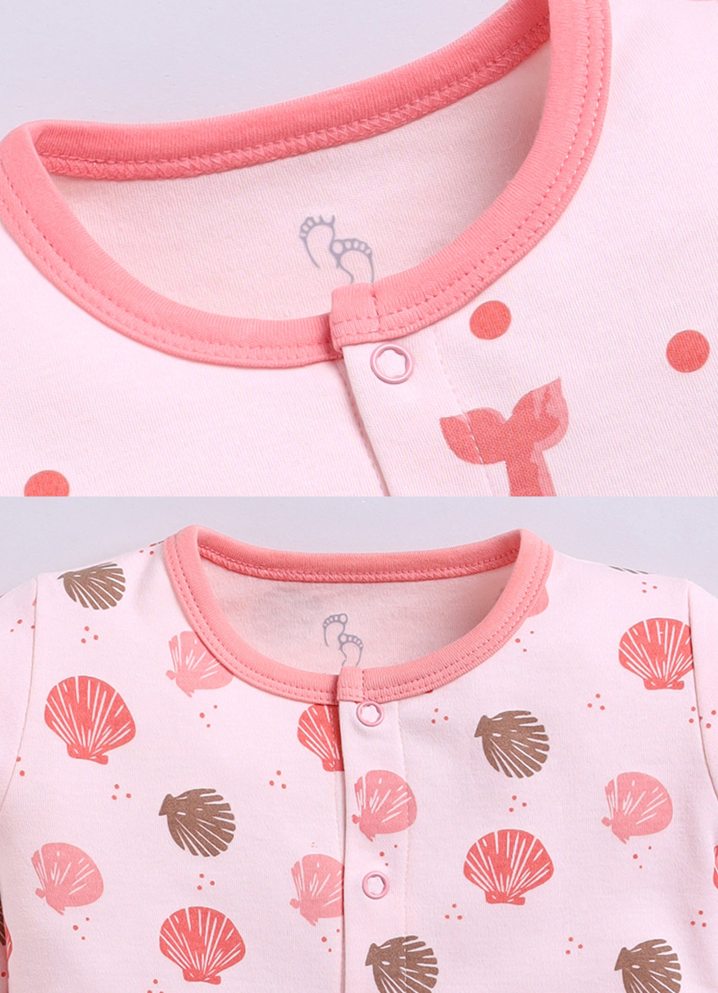 Full Sleeve Romper for Girls - Salmon & Coral