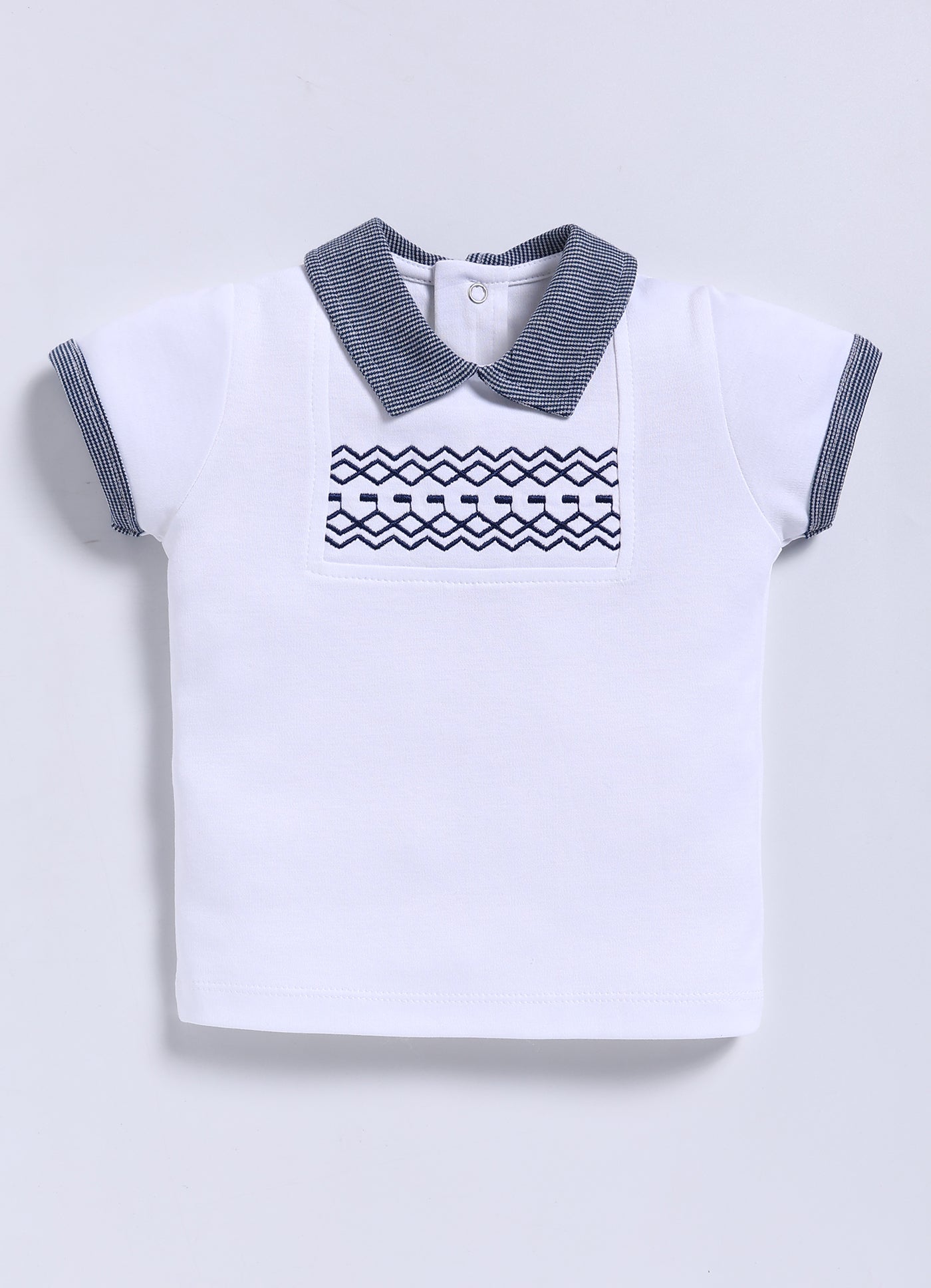 Half-Sleeve Top & Bottom For Boys - Navy Blue Waves