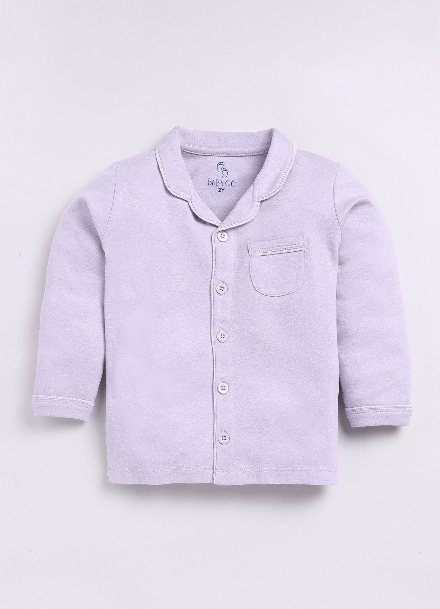 Baby Boy Solid Full Sleeve Night Suit-LAVENDER
