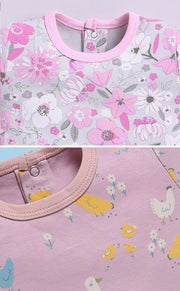 Half Sleeve Romper for Girls - Stone & Pink