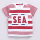 Baby Boy SEA Printed & Nautical Stripes Half T-Shirt and Shorts Set-Red