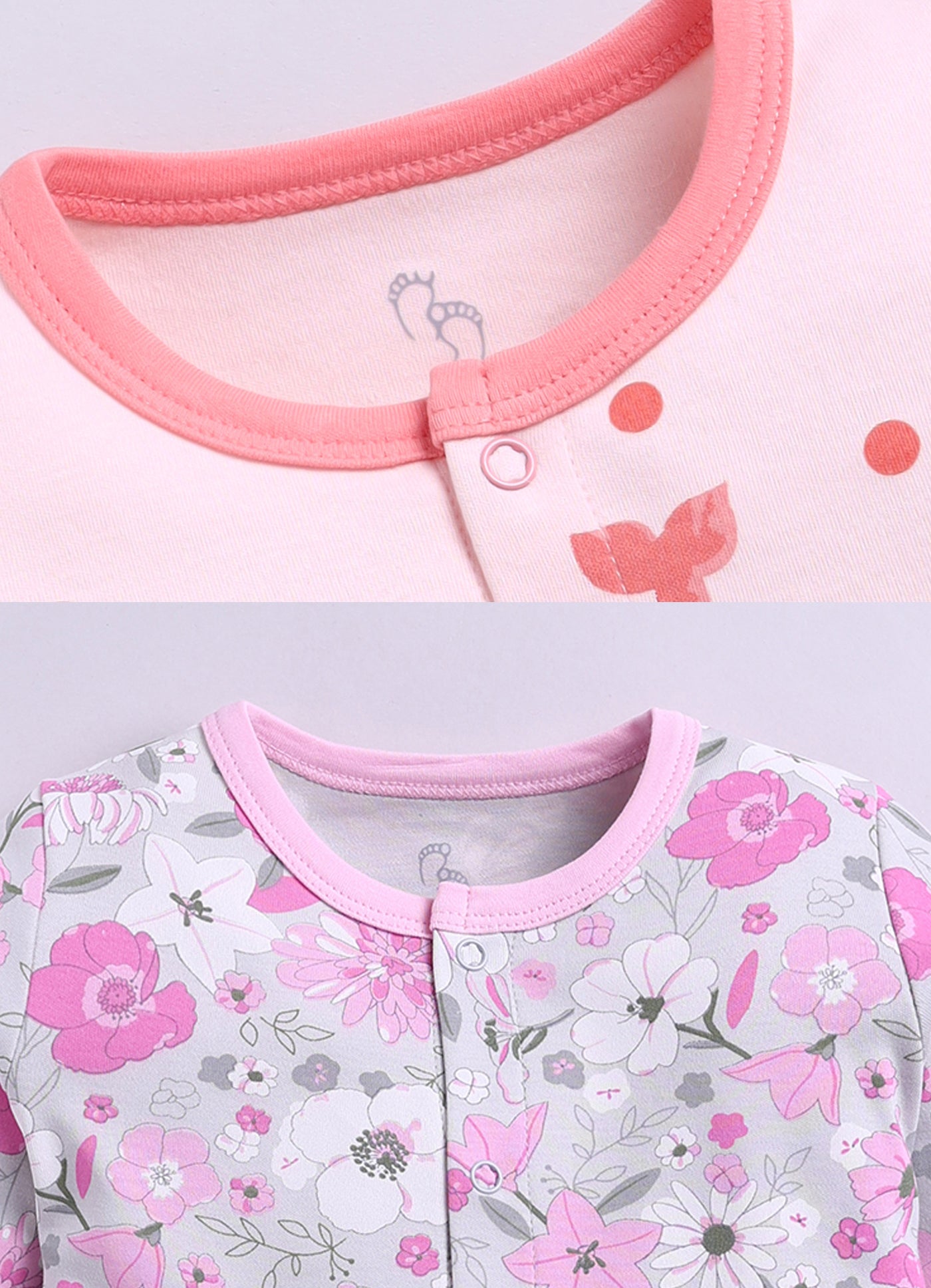 Full Sleeve Romper for Girls - Salmon & Pink