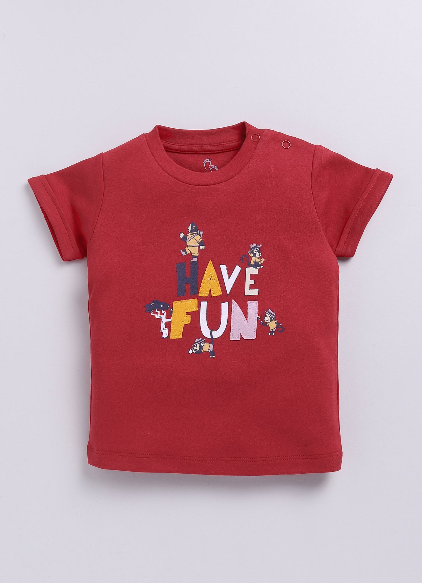 Baby Boy Have Fun printed Half T-Shirt and Shorts Set-Red