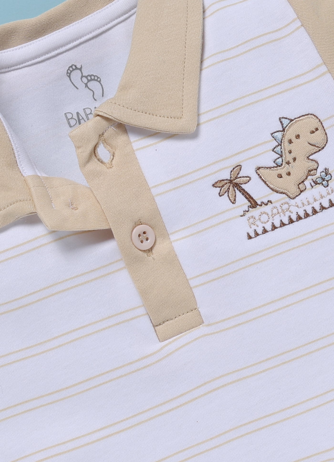 Half-Sleeve Romper for Boys – White Roar