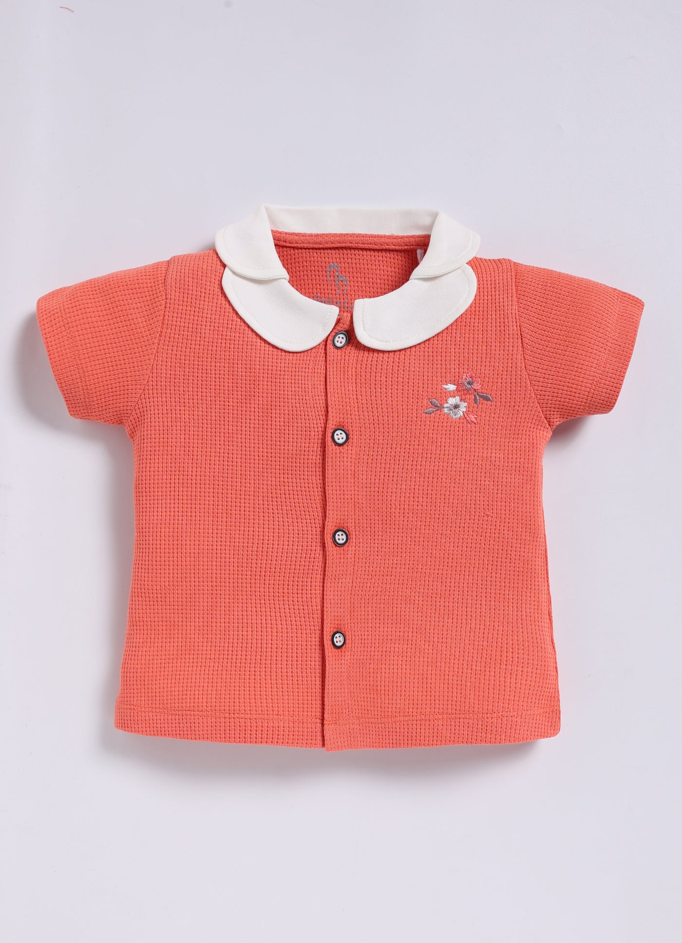 Half-Sleeve Top & Bottom For Girls - Peach Blooming Flowers