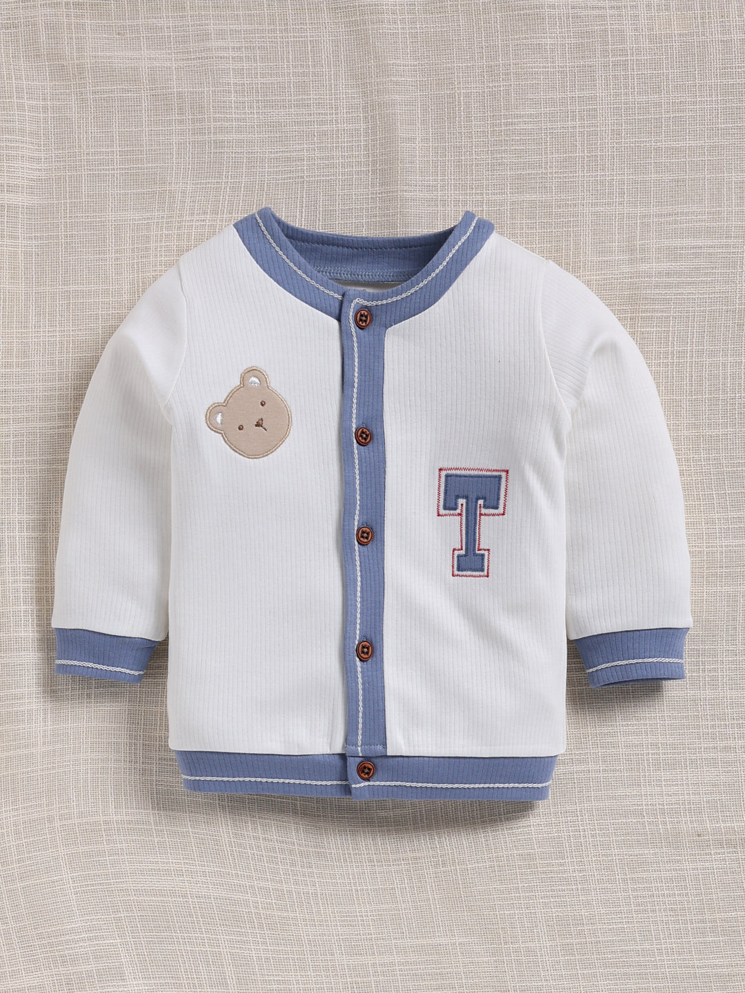 Top & Bottom for Boys - Blue Bear Patch Varsity