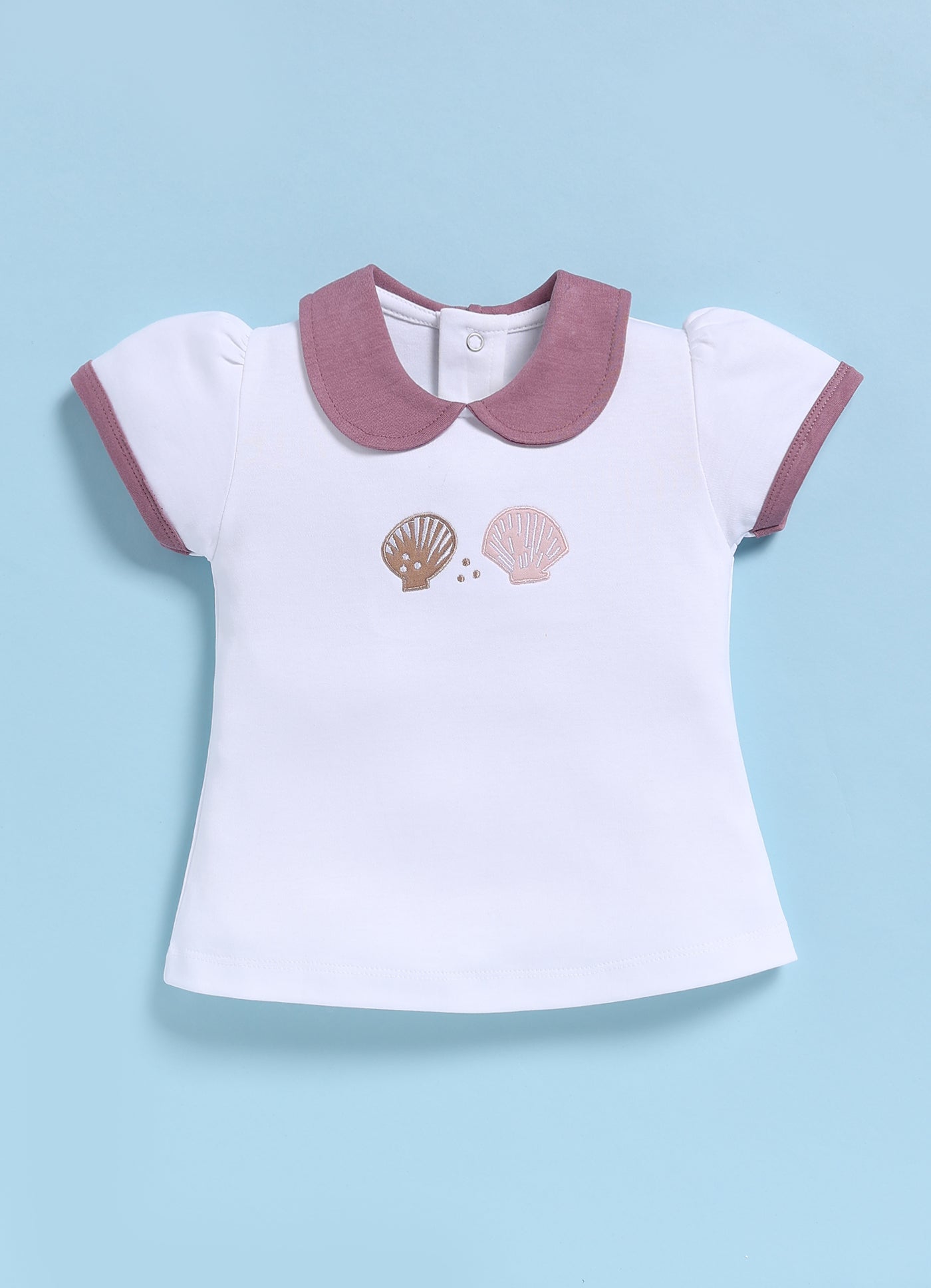 Half-Sleeve Top & Bottom For Girls - Mauve Oyster Shells