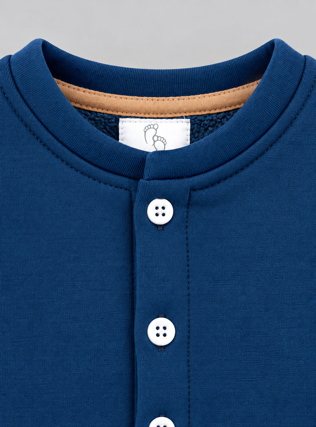 Dino Explorer Embroidered Fleece-Lined Full Sleeve Romper for Boys - Navy Blue