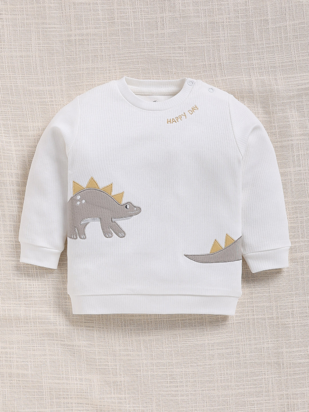 Top & Bottom for Boys - Light Grey Dinosaur Applique