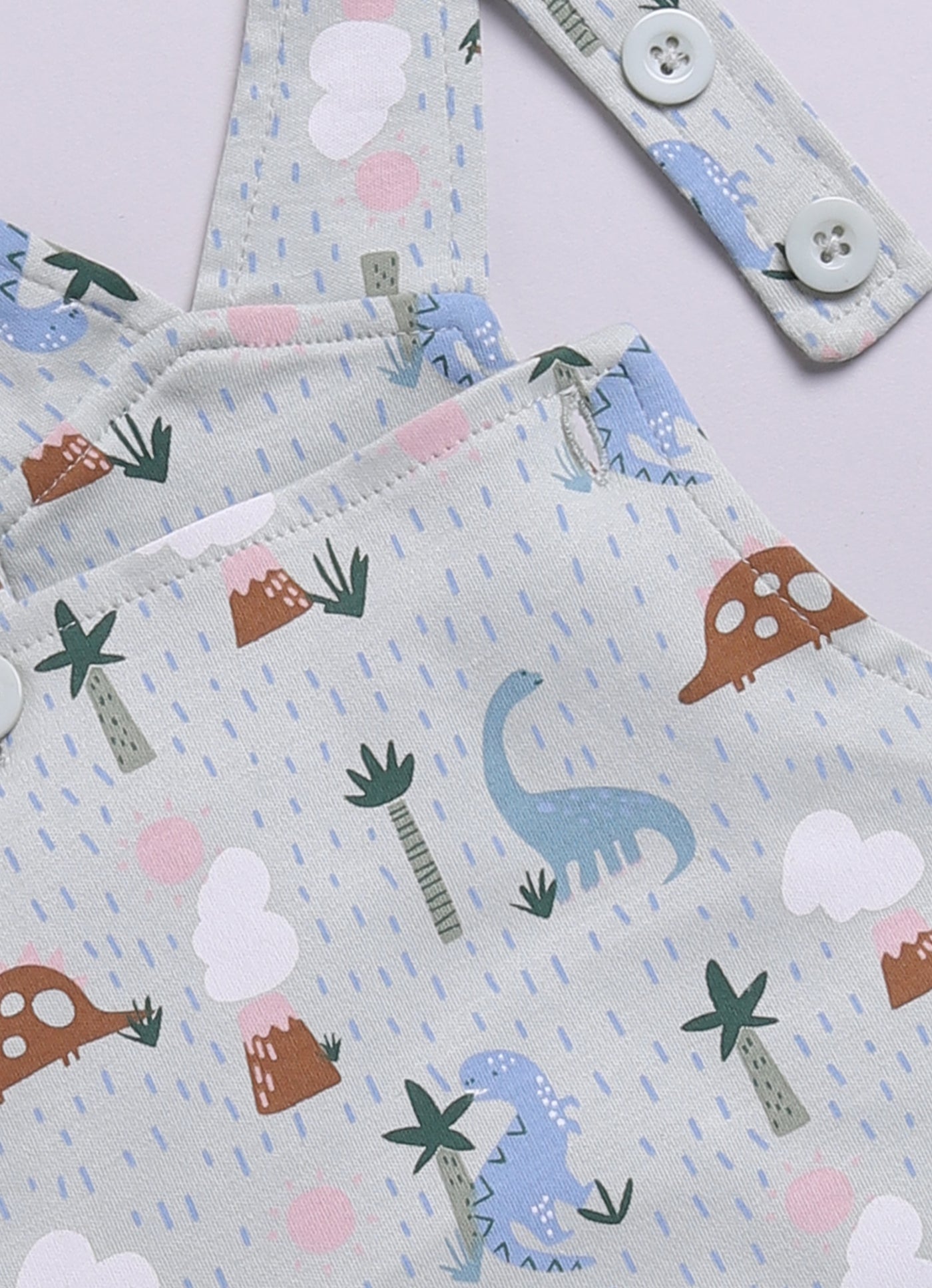 Half Sleeve Dungaree for Boys - Pista Green & Slate Grey