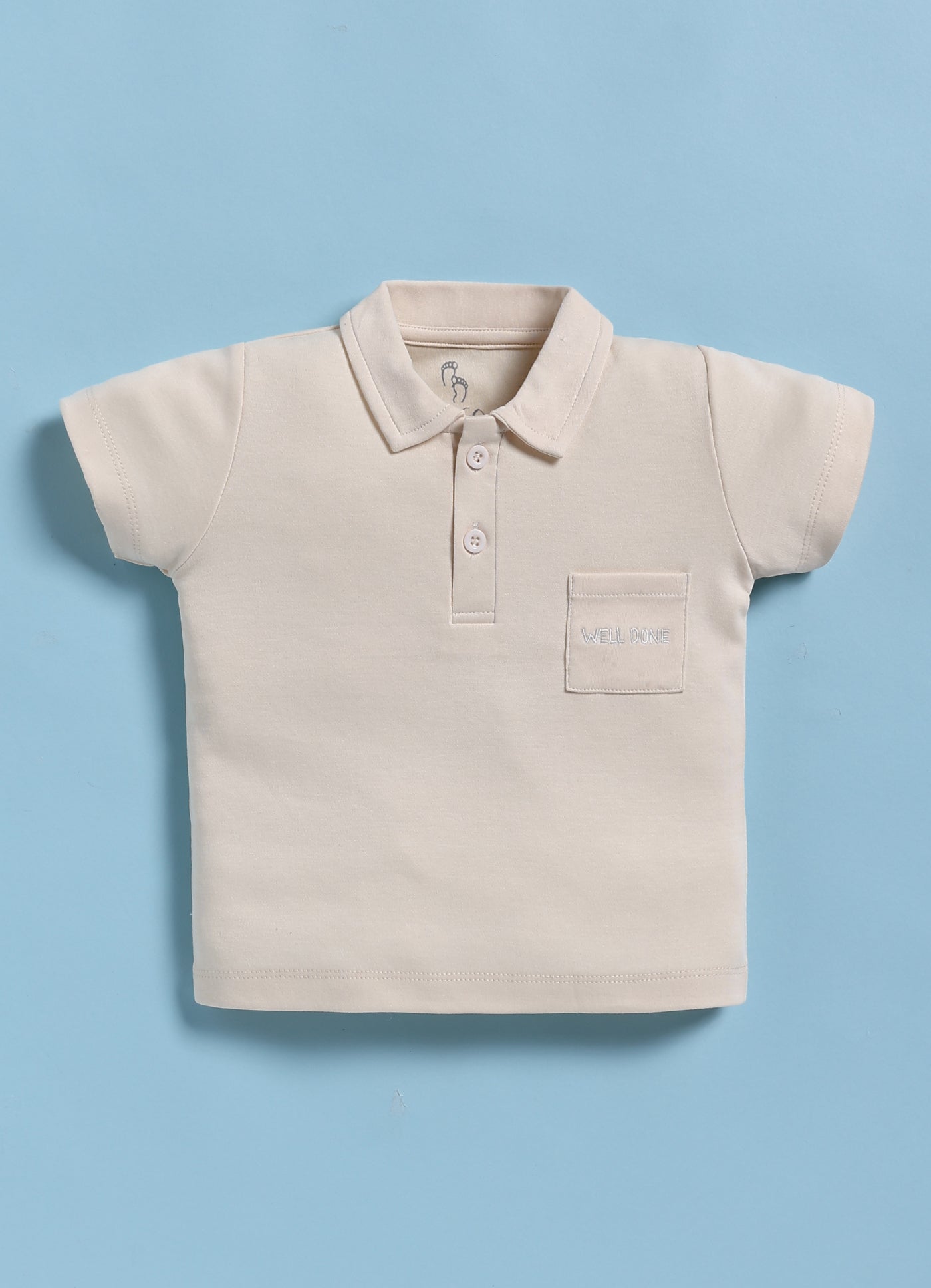 Half-Sleeve Top & Bottom For Boys - Cream Well Done