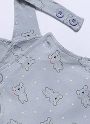Half Sleeve Dungaree for Boys - Slate Grey & Green