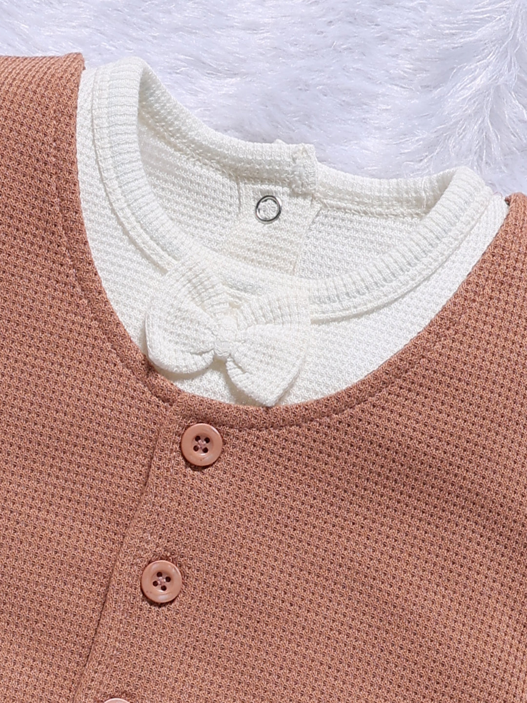Full Sleeve Romper for Boys - Brown Terracotta Waistcoat