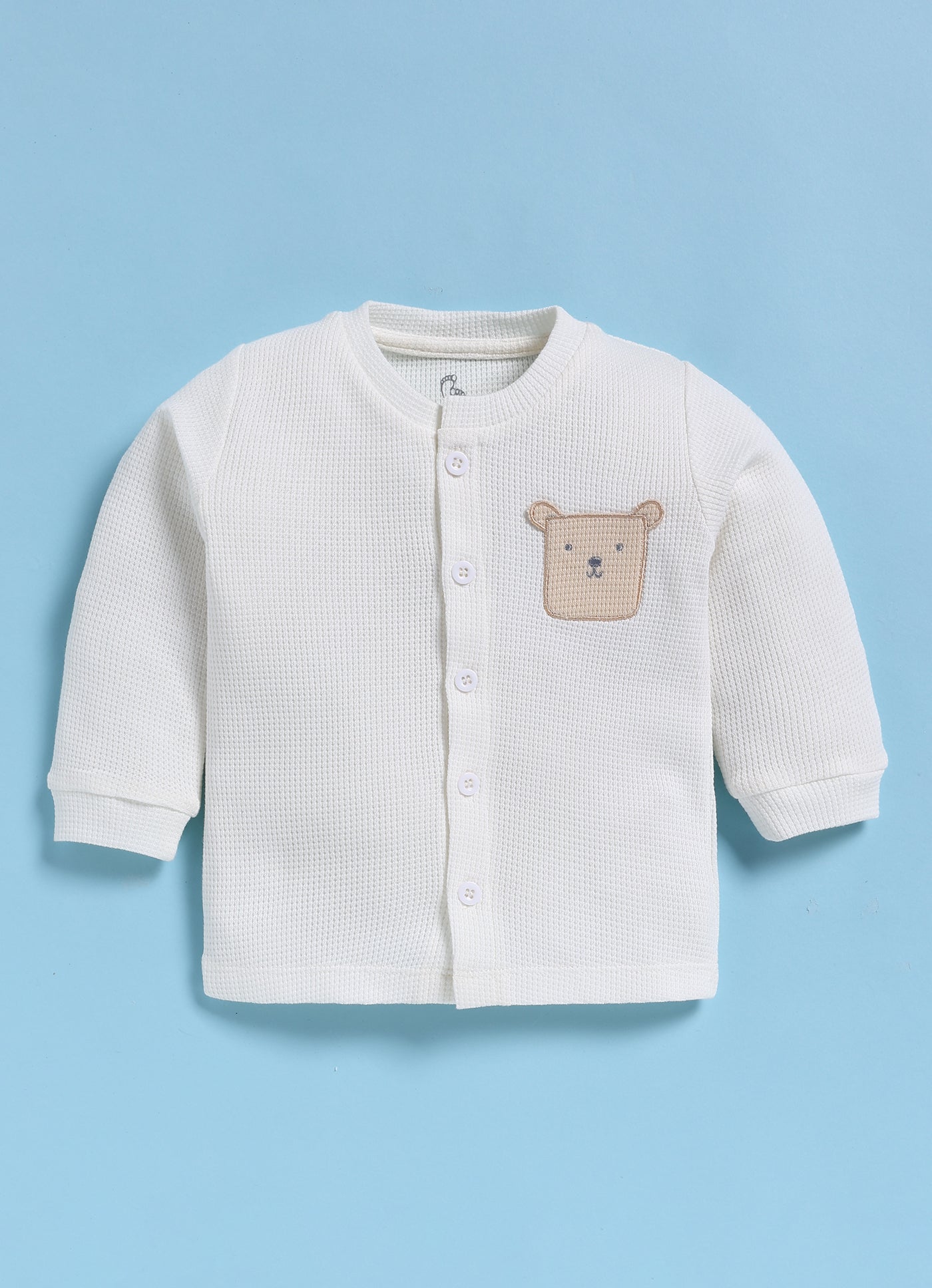Full-Sleeve Top & Bottom Set for Boys â€“ White Cute Teddy