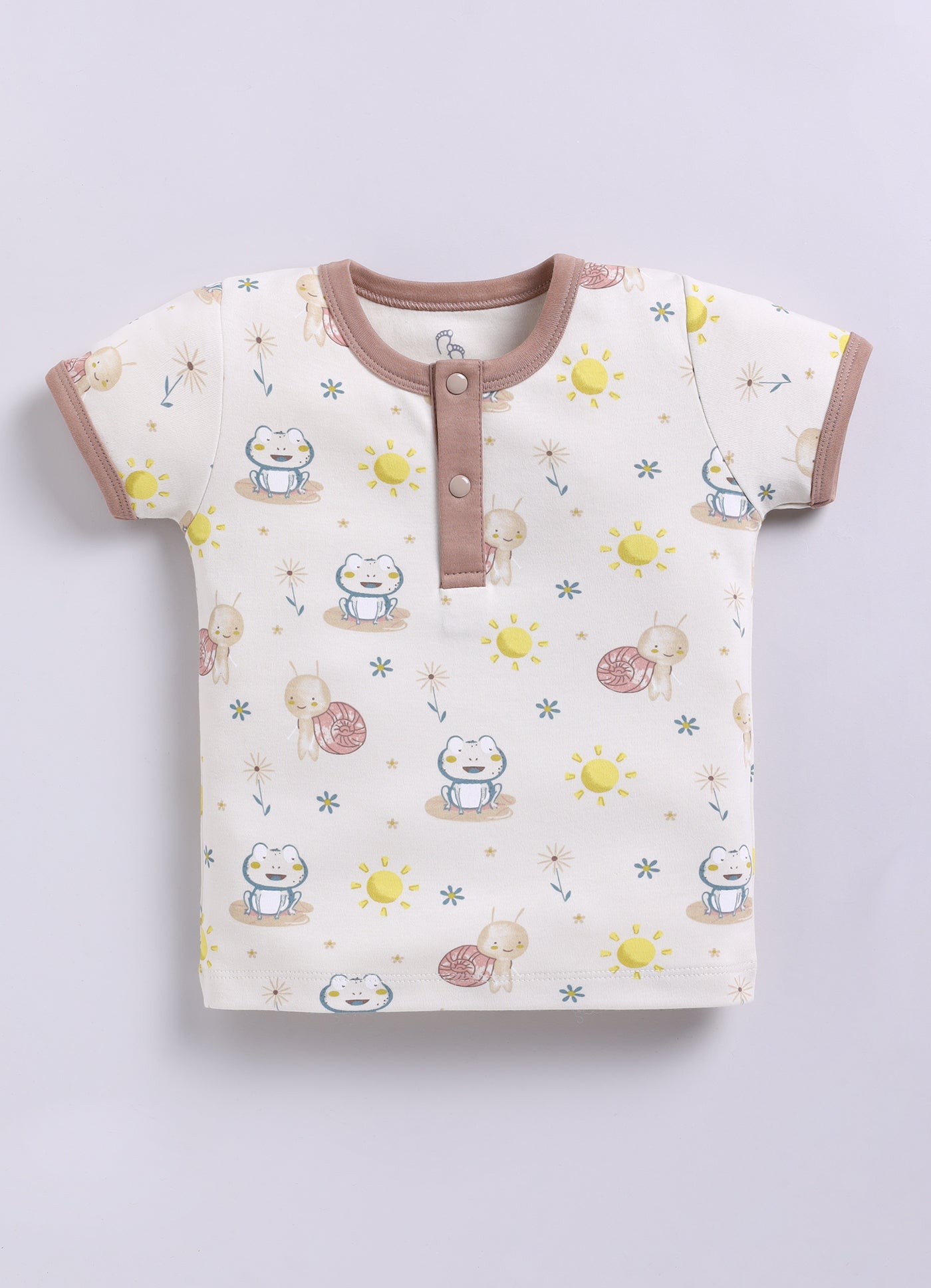 Half Sleeve Top & Bottom for Boys - Beige