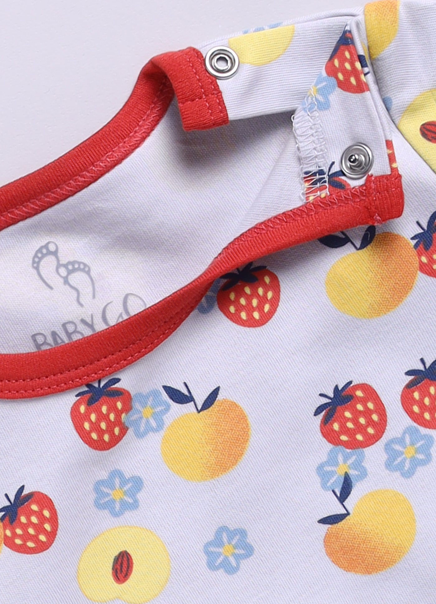 Half Sleeve Romper for Girls - Peach & Olive