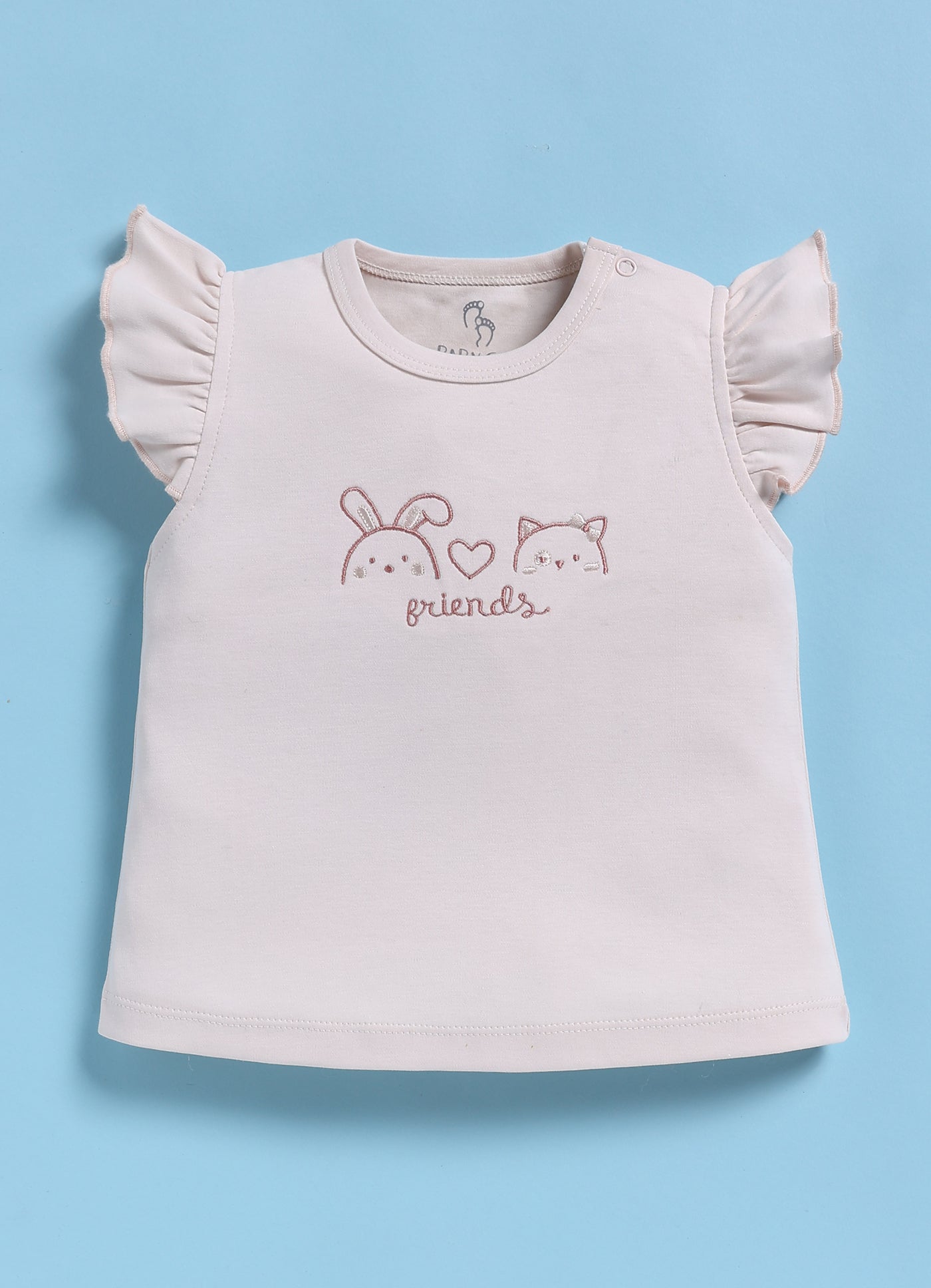 Half-Sleeve Top & Bottom For Girls - White Sweet Friends