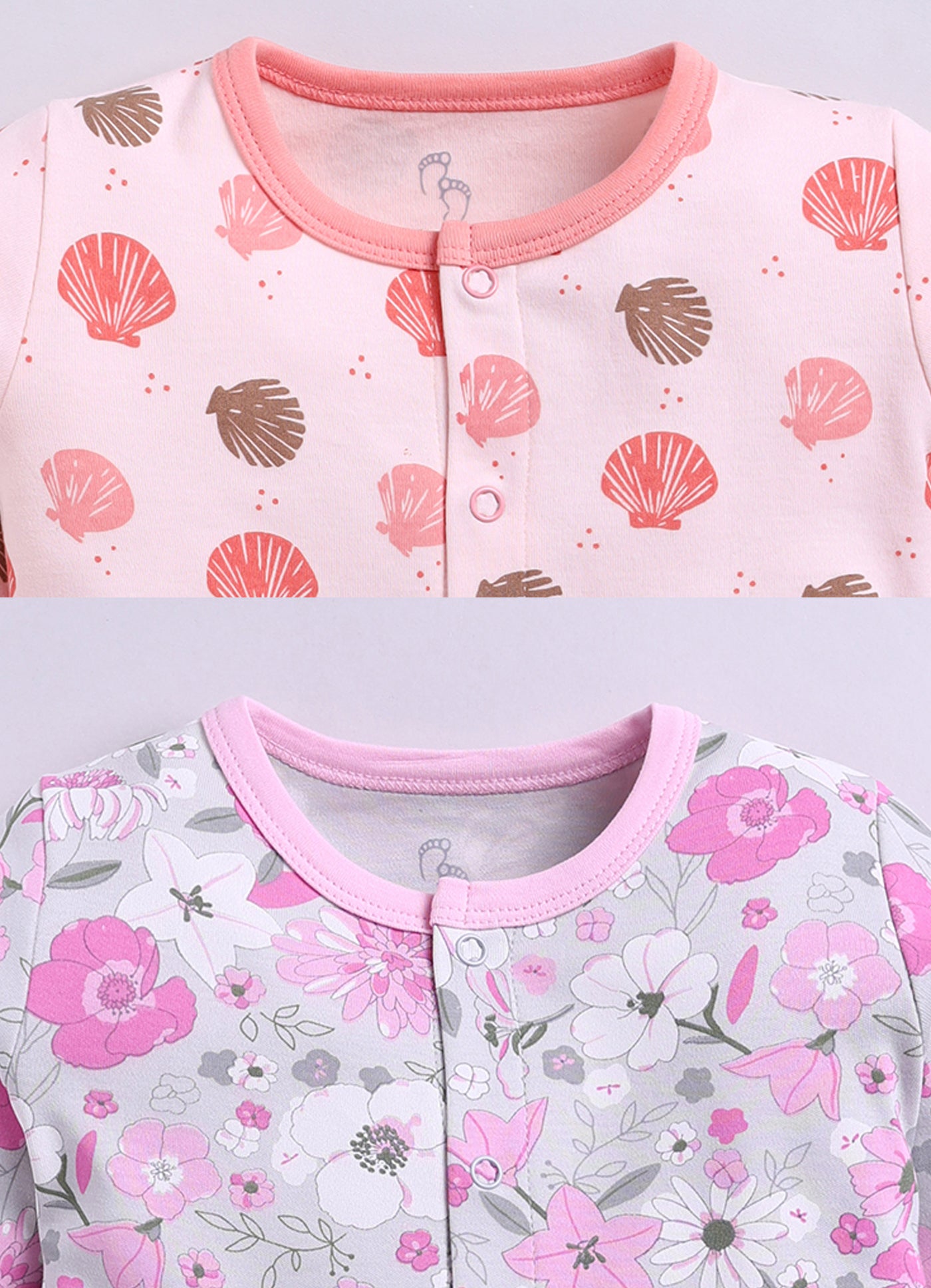 Full Sleeve Romper for Girls - Pink & Coral