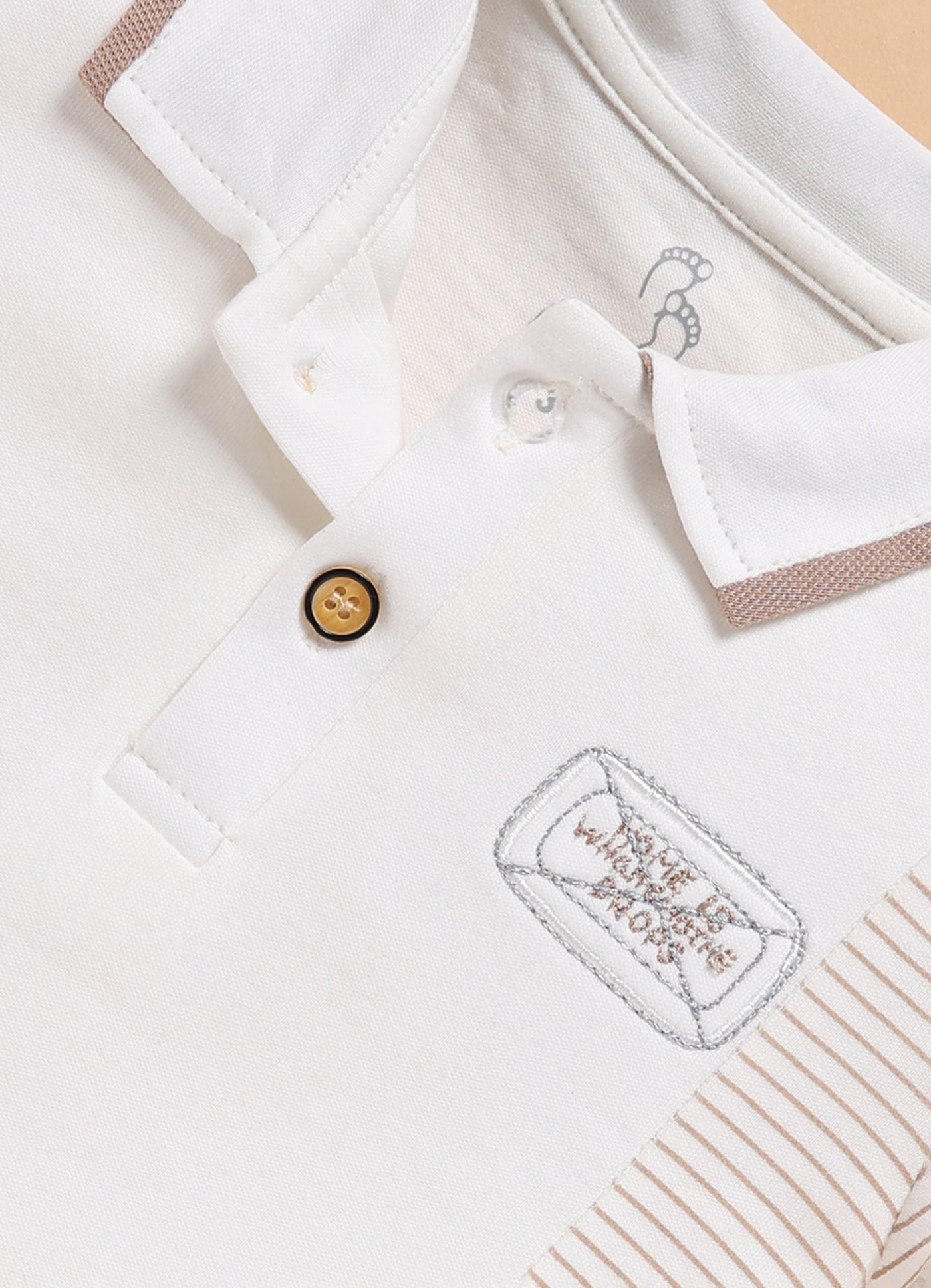 Half-Sleeve Romper for Boys – White Polo Romper