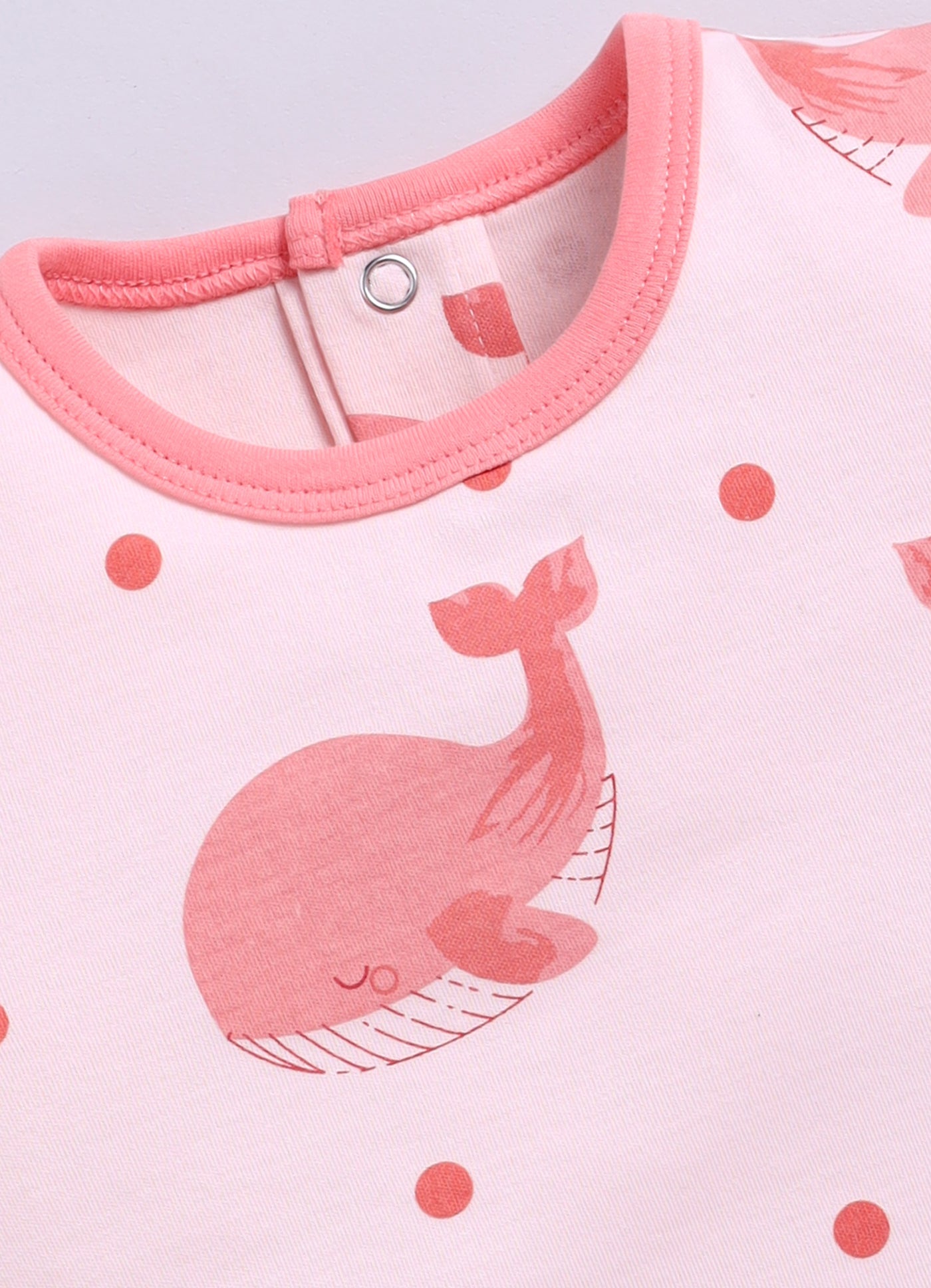 Half-Sleeve Top & Bottom For Girls - Teal & Salmon
